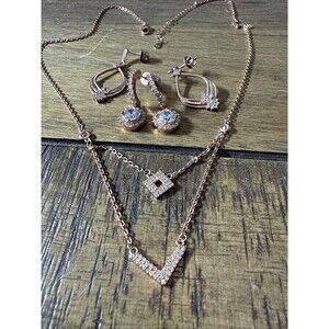 925 Sterling Silver Giva Lot Earrings Necklace Rose Gold